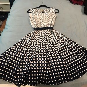 Haani White & Navy Midi Dress